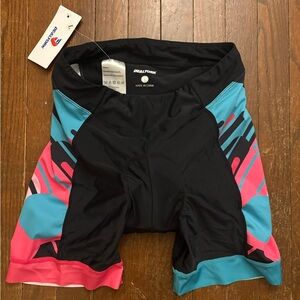 Black Shorts with Pink and Blue Accents